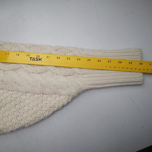 H&M Ladies Size Large Cream Cable Stitch Mock Neck Balloon Sleeve Sweater - Picture 10 of 11